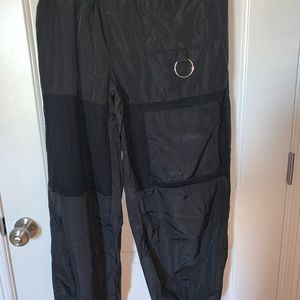 Black Mesh Windbreaker Pants